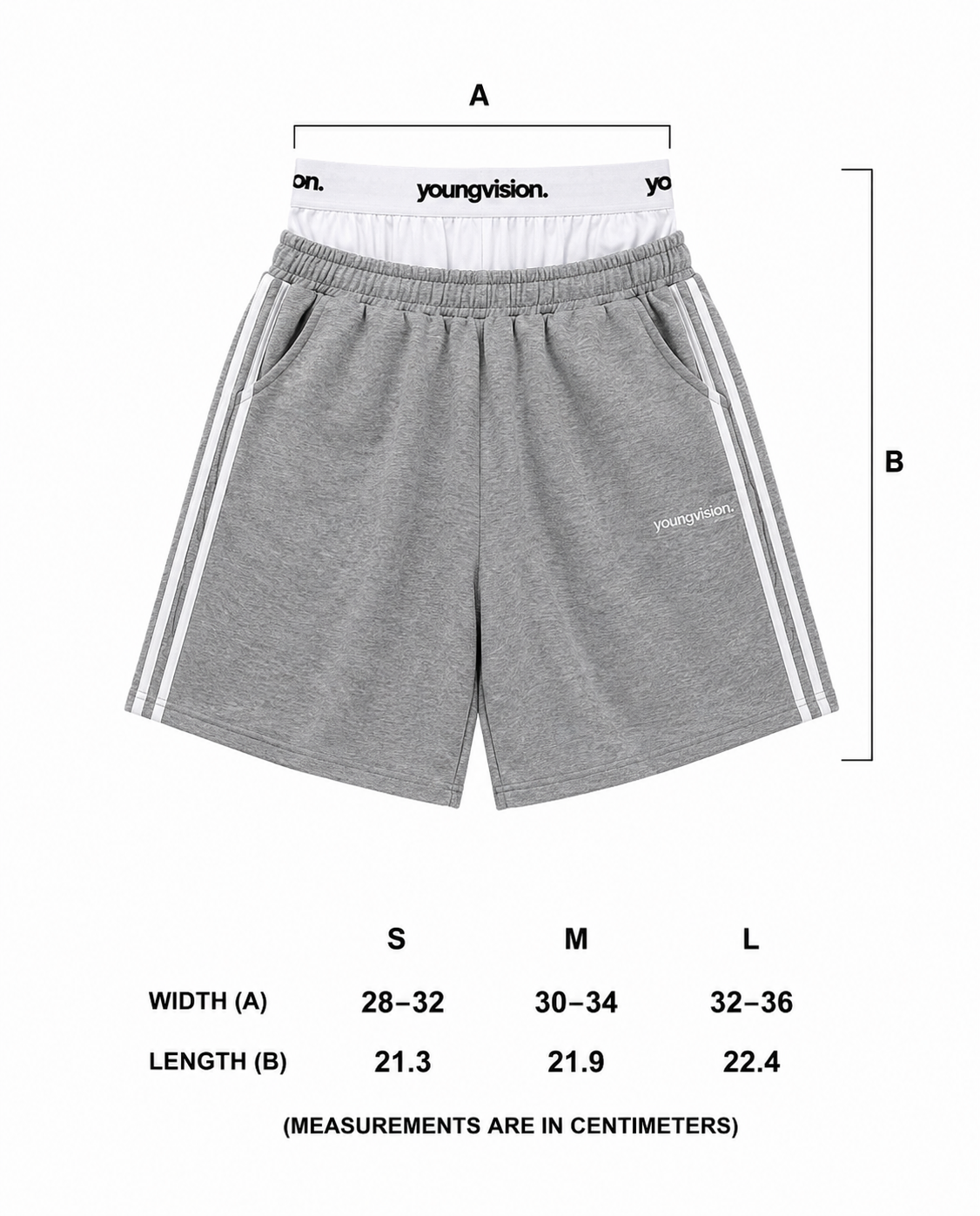 "LINE" DOUBLE WAIST SHORTS