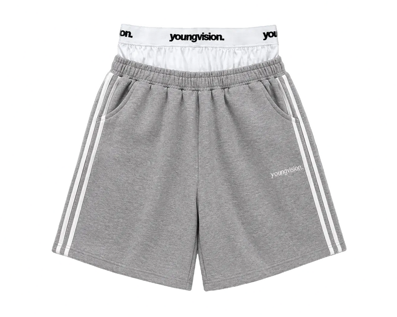 "LINE" DOUBLE WAIST SHORTS